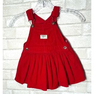 Vintage OshKosh Red Corduroy Jumper Dress‎ Size 2T Vestback Holiday Retro 90s